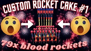 Custom rocket cake #1 (79x blood rockets) in (fireworks playground) Roblox.