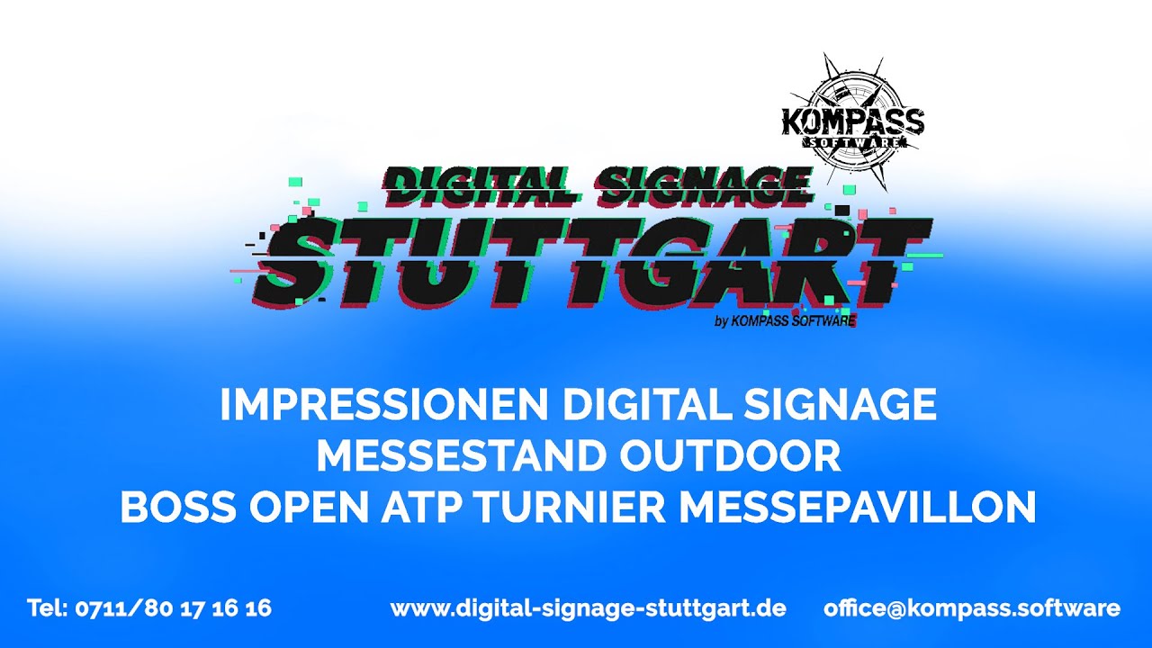 Impressionen Digital Signage Messestand Outdoor BOSS Open ATP Turnier Messepavillon
