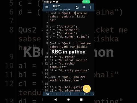 KBC in Python😱 | python  | Naveen Gupta | KBC game | python project |#coding