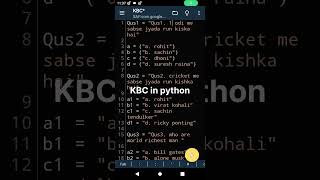 KBC in Python😱 | python  | Naveen Gupta | KBC game | python project |#coding