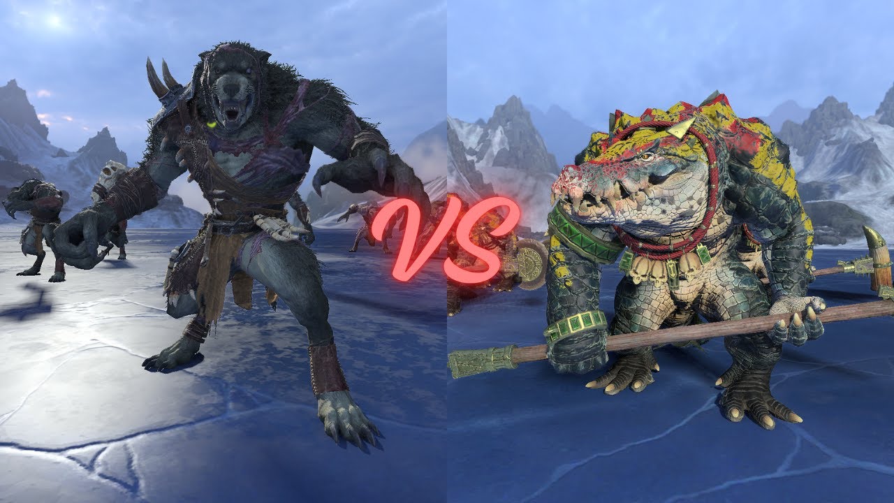 TOTALWAR WARHAMMER 3: SKIN WOLVES (ARMOURED) VS KROXIGOR
