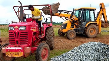 Mahindra 415 DI and Newholland 4010 Tractor Fully Loaded Gravel By Jcb Backhoe Machine | Jcb Video