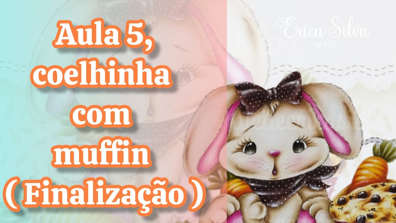 Aula 5, coelhinha com muffin / apostila de páscoa 2026 ( finalização )#pinturaemtecido #pascoa 
