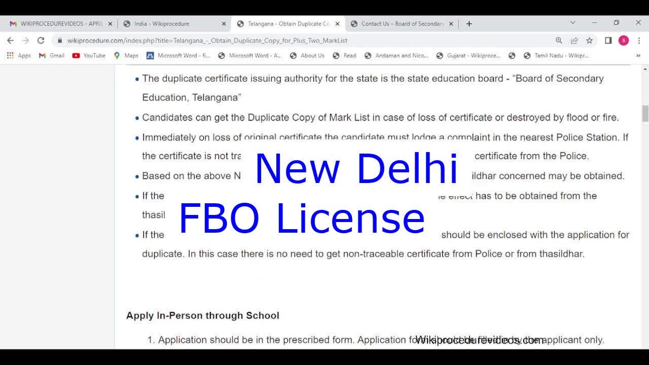 New Delhi - Apply Online for Food Business Operator (FBO) License