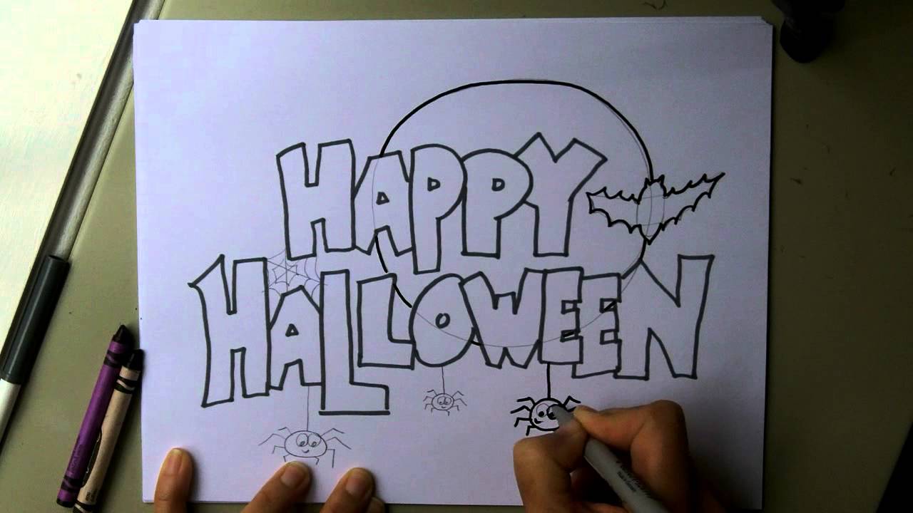 How to draw happy halloween 