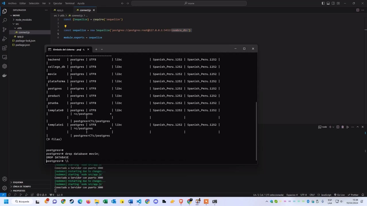 Node con Express, Sequelize y Postgres para backend