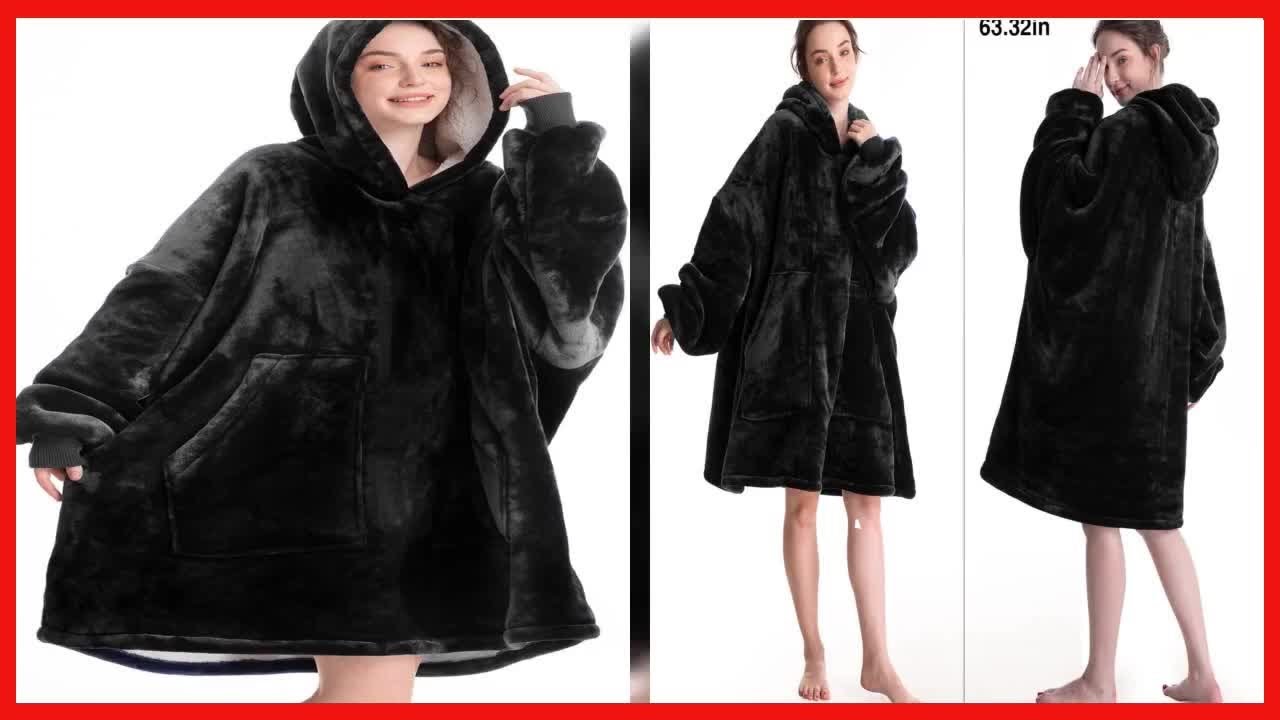Great product -  Oversized Wearable Blanket Sherpa Fleece Blanket Hoodie Comfortable Soft Warm