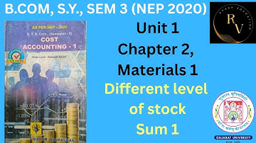 Bcom SY Sem 3 Cost Accounting 1 / Materials 1/ Different level of stock / NEP 2020 / Bcom SY Sem 3
