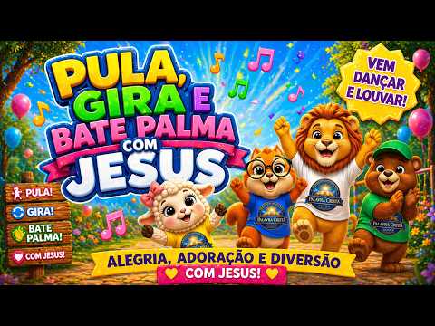 Pula, Gira e Bate Palma com Jesus 🎶 | Música Infantil Bíblica | Palavra Cristã