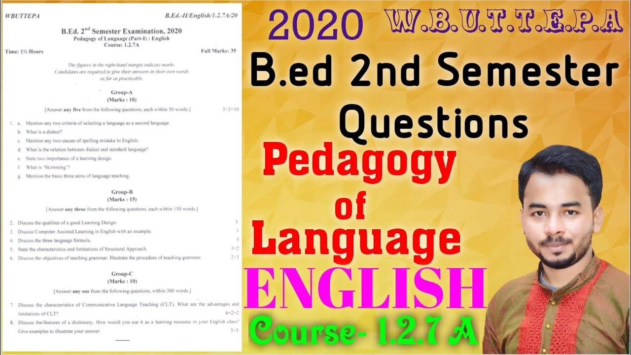 WBUTTEPA Bed 2nd Semester Pedagogy of English Method question Pedagogy ...