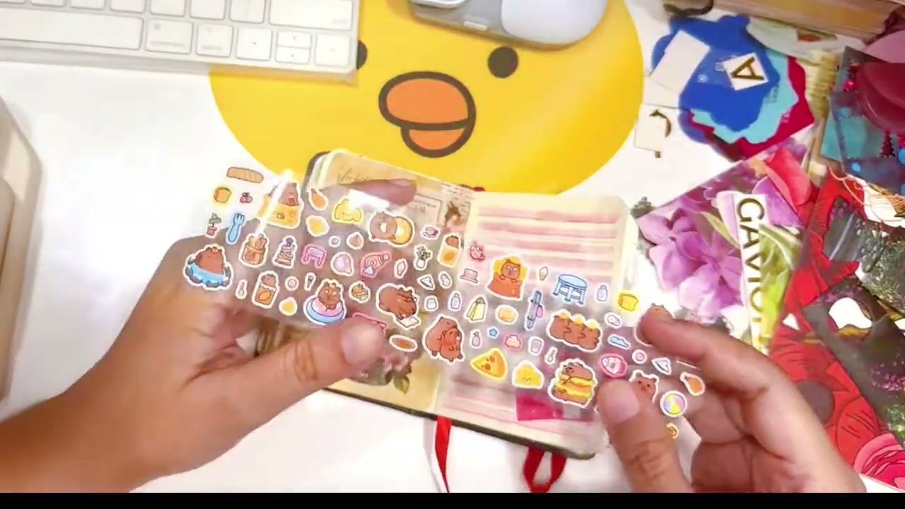 | My Scrapbook Flipthrough That's Summer Themed | Soft Music | Sticker Sticking | Cute Stickers |