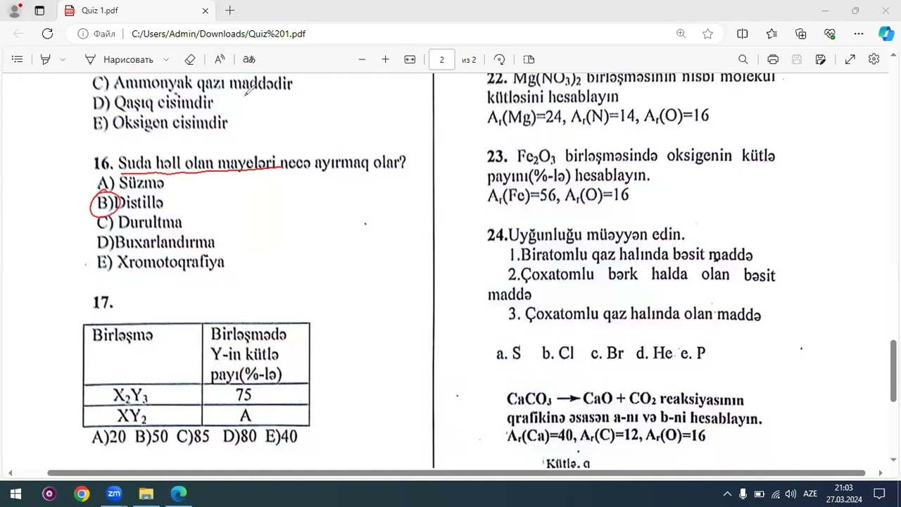 QUİZ 1(25 sual)-İlk anlayışlar