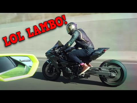 Kawasaki H2 DESTROYS 1000HP LAMBO!!!