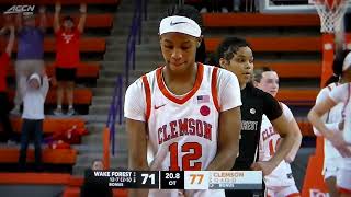 Clemson Womens B-Balls Mia Moore Fouled, Hits Free Throws Vs. Wake Forest In Clemsons Ot Win