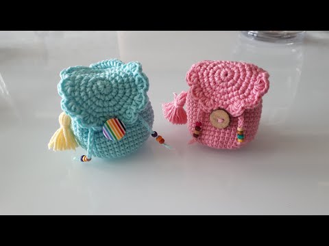 TIĞ İŞİ MİNİ ÇANTA ANAHTARLIK YAPIMI (Making crochet little bag)