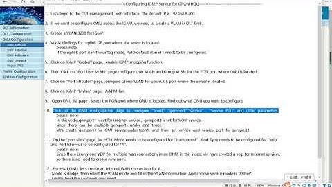Configuring IGMP Service for GPON HGU On VSOl OLT From WEB