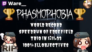 World Record Phasmophobia Speedrun of Edgefield Trio 100% in 1:11.333