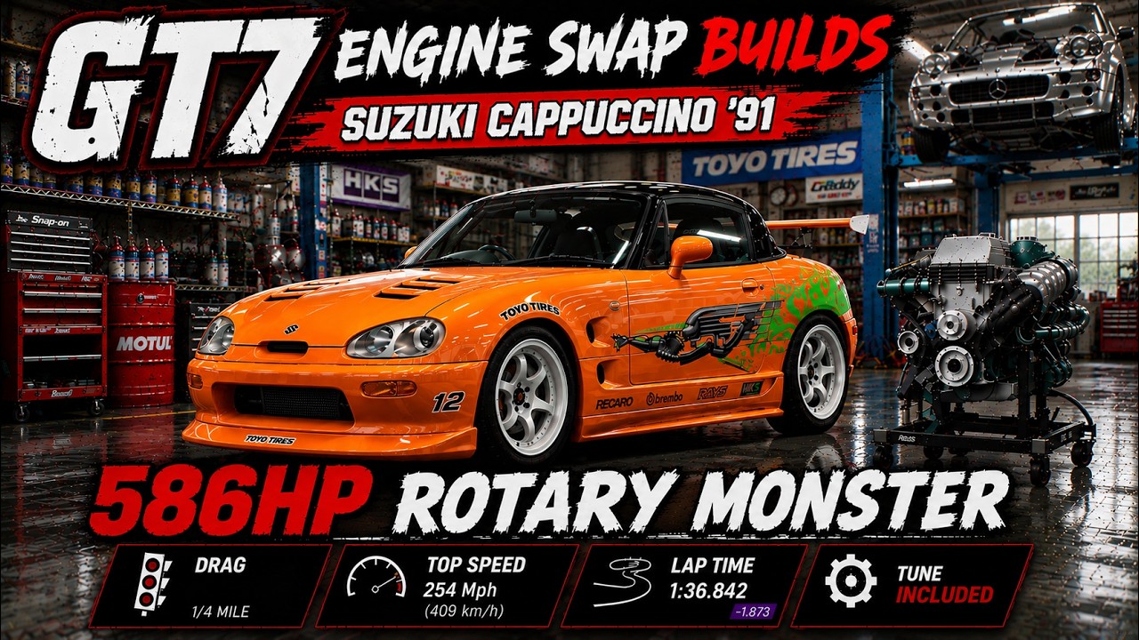 GT7 Engine Swap: Suzuki Cappuccino '91 + Mazda RX-7 (Update 1.69