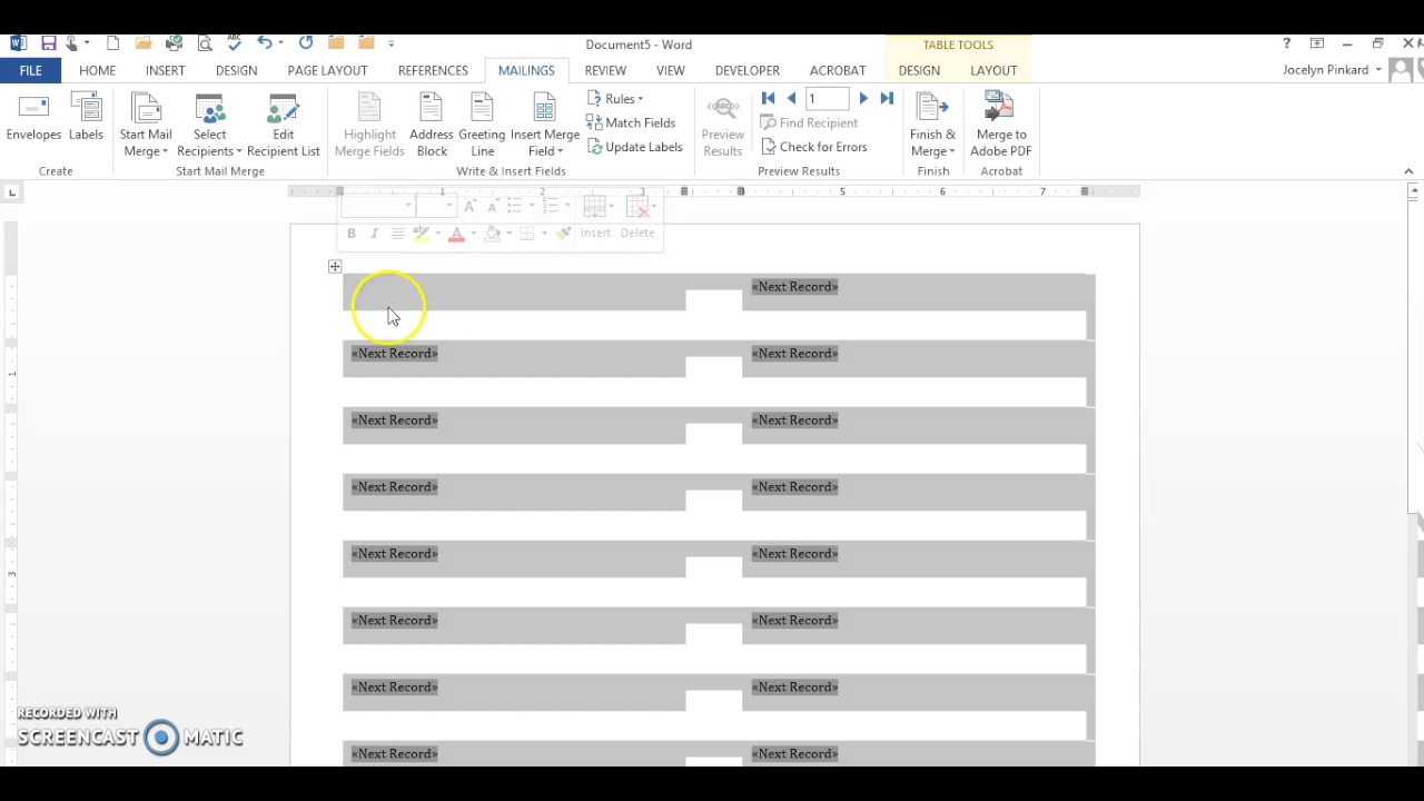 SIMnet Chapter 5 Mail Merge using Labels