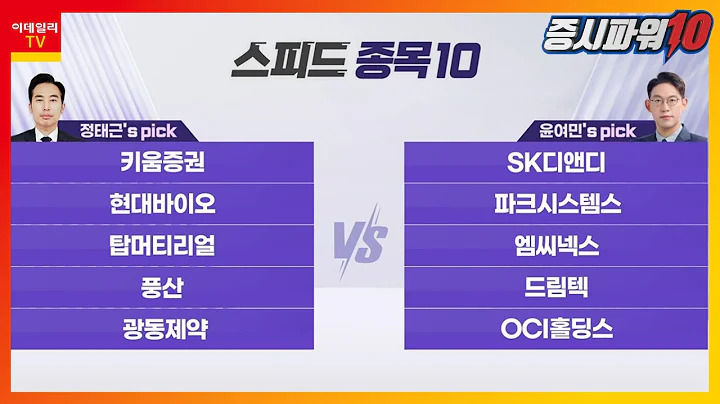 키움증권, SK디앤디, 현대바이오, 파크시스템스, 탑머티리얼, 엠씨넥스, 풍산, 드림텍, 광동제약, OCI홀딩스_스피드 종목 10 (20231024)