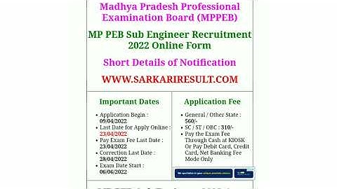 Madhya Pradesh PEB Group-03 Sub Engineer, Draftsman Recruitment Test Online Form 2022 | #Badalshah