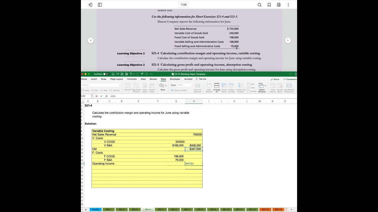 Contribution Margin, Gross Profit, Operating Income, Absorption vs Variable