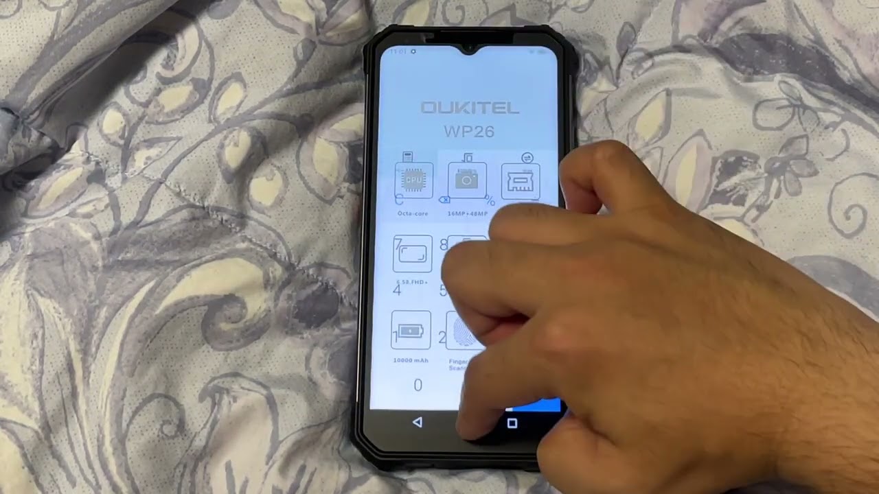 OUKITEL WP26を布団の上等に置くと左上のタッチパネルが正常に動作 