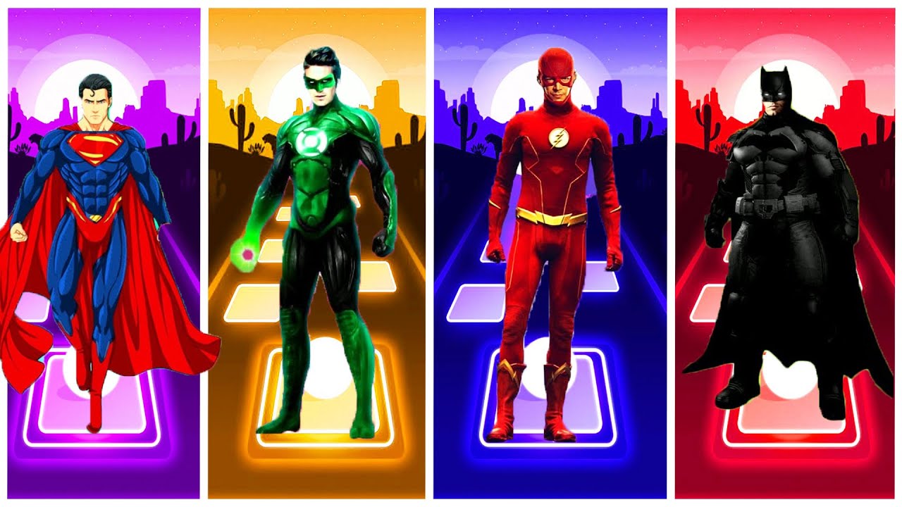 Superman ๐ Green Lantern ๐ Flash ๐ Batman DC Heroes Tiles Hop - YouTube