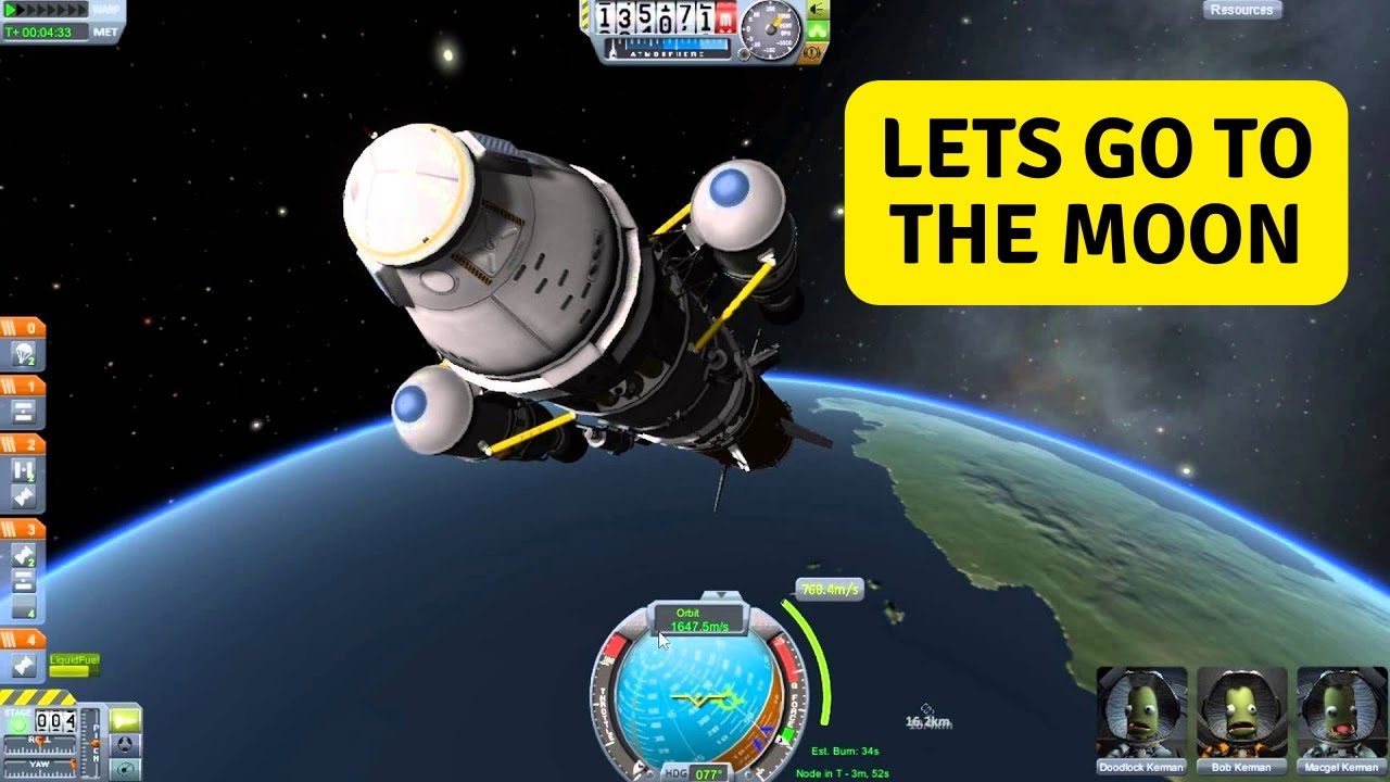 GOING TO THE MOON FOR FIRST TIME IN KERBAL SPACE PROGRAMME HINDI || KSP ...