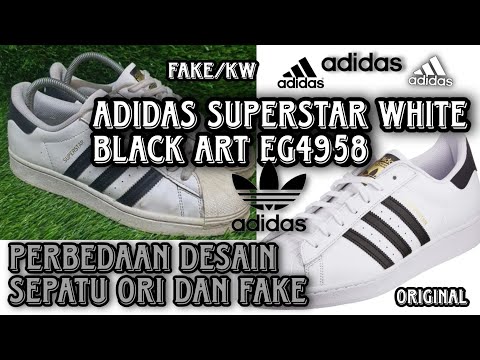 Perbedaan Desain Adidas Superstar White Black ORI dan Fake - YouTube