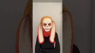 Dyeing crocheted bunny skull mask into a gradient with @alexandria_masse diy halloween