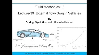 Fluid Mechanics | Lecture 39 | External flow | Drag in Vehicles | Rolling resistance |
