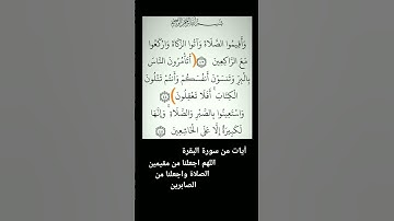 القران الكريم آيات من سورة البقرة  اللهم اجعل القرآن ربيعا قلوبنا ونور صدورنا