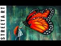 STREET ART Huge 3D butterfly | 2020 | wall  painting | graffiti | mural