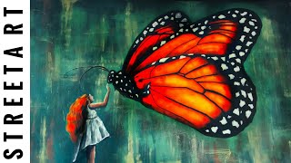 STREET ART Huge 3D butterfly | 2020 | wall  painting | graffiti | mural