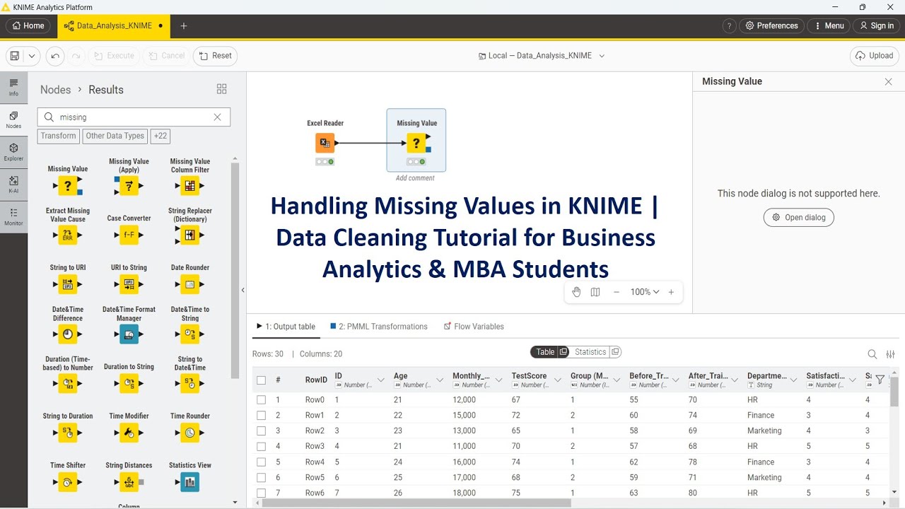 KNIME 10: How to Handle Missing Data in KNIME | Data Cleaning Step-by ...