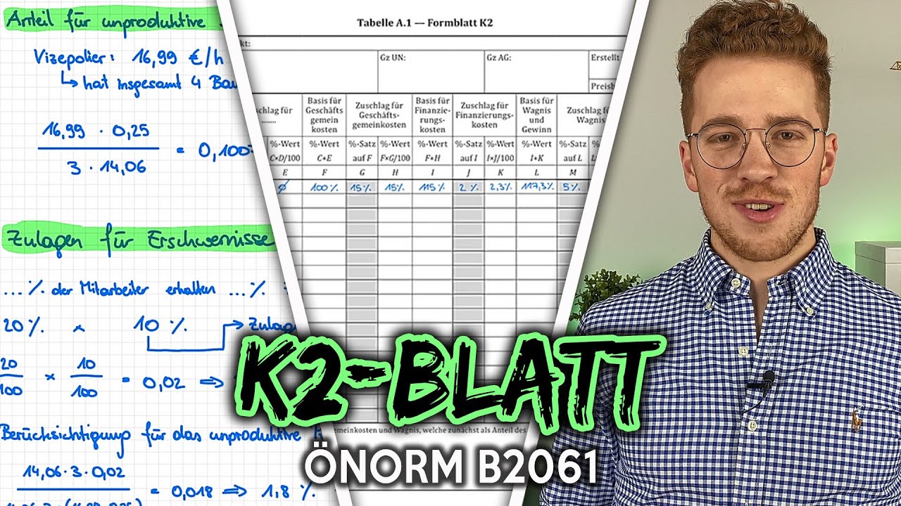 Bernhard Rennhofer K3 Blatt Nach Onorm B2061 K Blatter Kalkulation In Der Bauwirtschaft Youtube