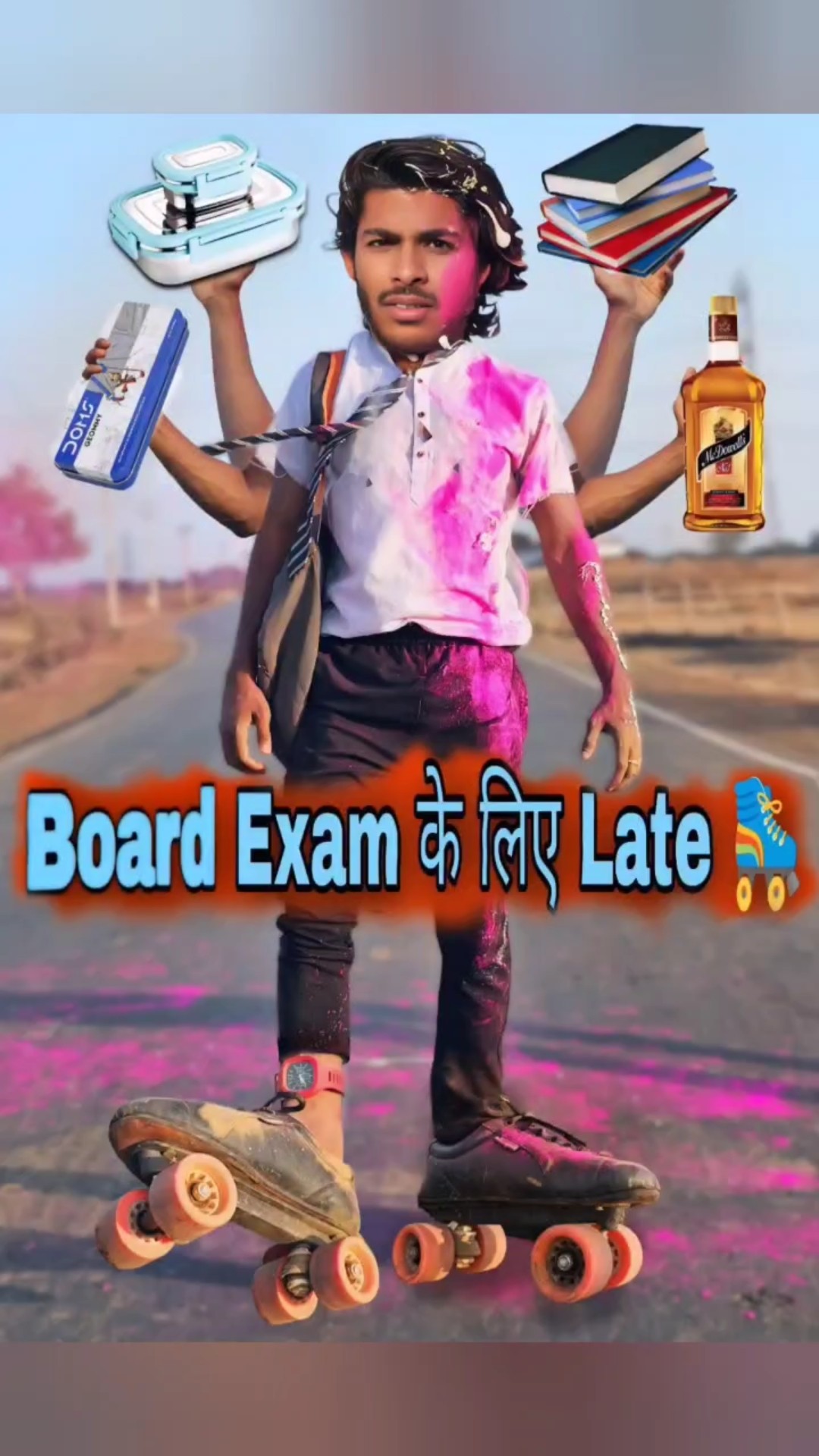 Skating?मे Board Exam? के लिये Late!? #holi #boardexam #comedy
