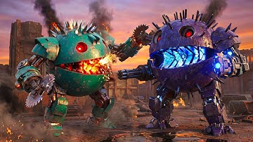 Pacman Labyrinth Escape Featuring Robot Cat and Walking Robot Blade man Against Lava Robots