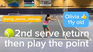 πΎ#tennis #drill #second #serve #return #play the #point Olivia #11yearsold #girl #forehand #winner