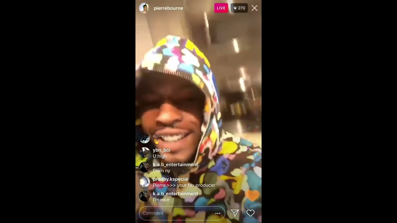Pierre Bourne IG live making a beat and does a Freestyle in the Kitchen