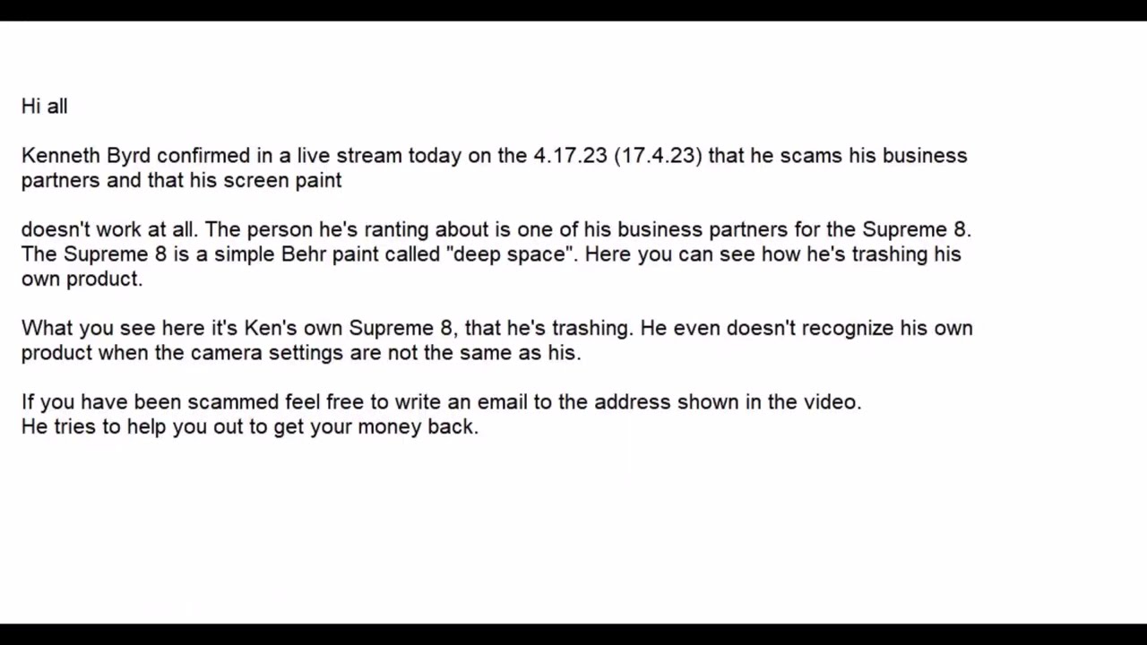 Scam Alert! Kenneth Byrd, ILEG technology screens confirms that he screwed his business partners!!!
