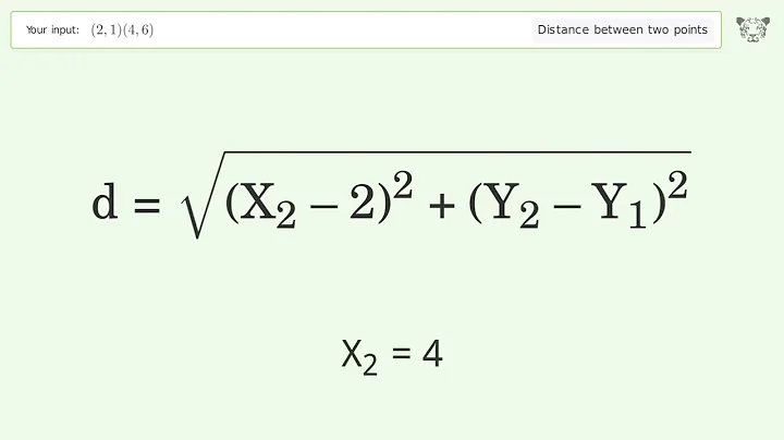 Find the distance between two points p1 (2,1) and p2 (4,6): Step-by-Step Video Solution