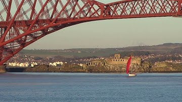 Yacht Sailing Under Forth Railway Bridge Scotland