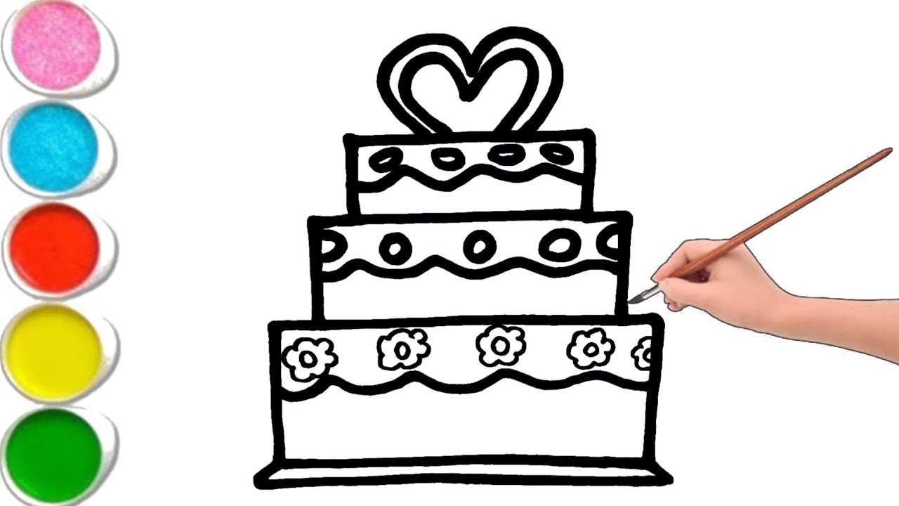 Cake Drawing for kids | How to draw birthday cake for beginners | Kids Drawing