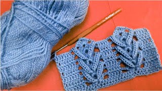 اسكارف 3D كروشية بغرزة السنبله Scarf crochet with spike stitch/ قناة كروشيه تي ڤي