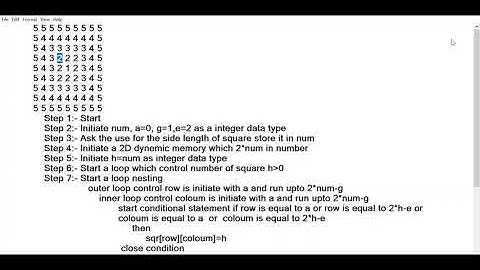 Concentric Square||Pattern question in C programming|| Code with Algorithm || Square pattern in C