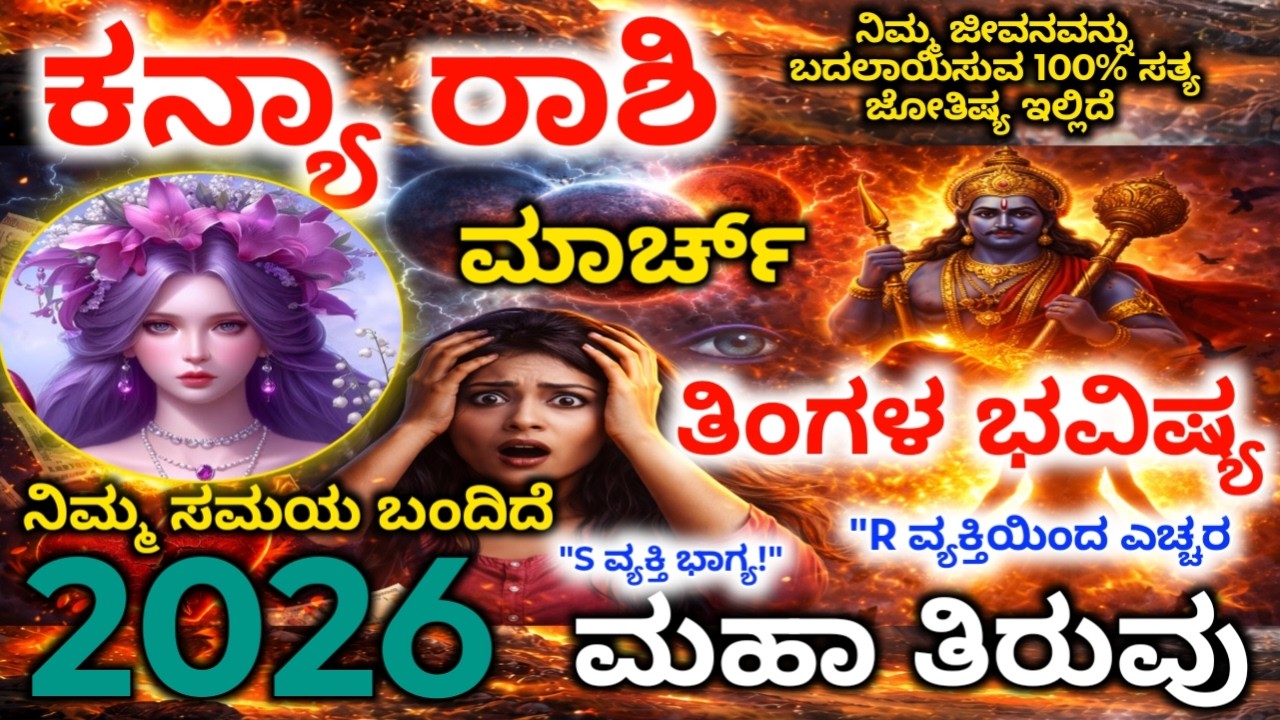 ಕನ್ಯಾರಾಶಿ : ಮಾರ್ಚ್ ತಿಂಗಳ ಮಹಾ ಭವಿಷ್ಯ6 ವಿಪತ್ತುಗಳು, ಸುವರ್ಣ ಅವಕಾಶ! | Kanya rashi march 2026 bhavishya