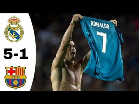 ملخص مباراة ريال مدريد ضد برشلونه 5 1 مباراتي السوبر الاسباني 2017 جنون فهد العتيبي HD 
