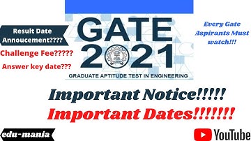 GATE 2021 Important Notification ..||Result Date Announcement|| ||Challenge Fee||